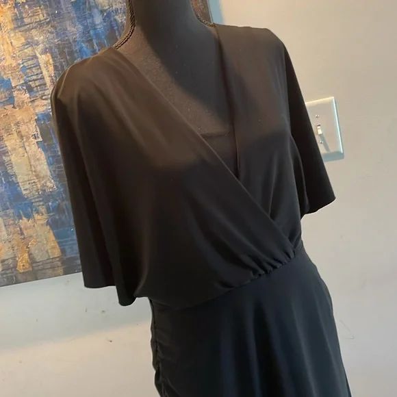 Evan Picone Dress Women Black Tie Size 10 Black Ruched Detail Body Flattering - Picture 4 of 13